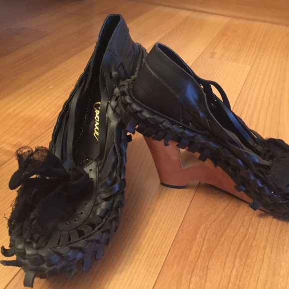 Irregular Choice Shoes - Irregular Choice Brand Black Wedge Heels Size 7.5